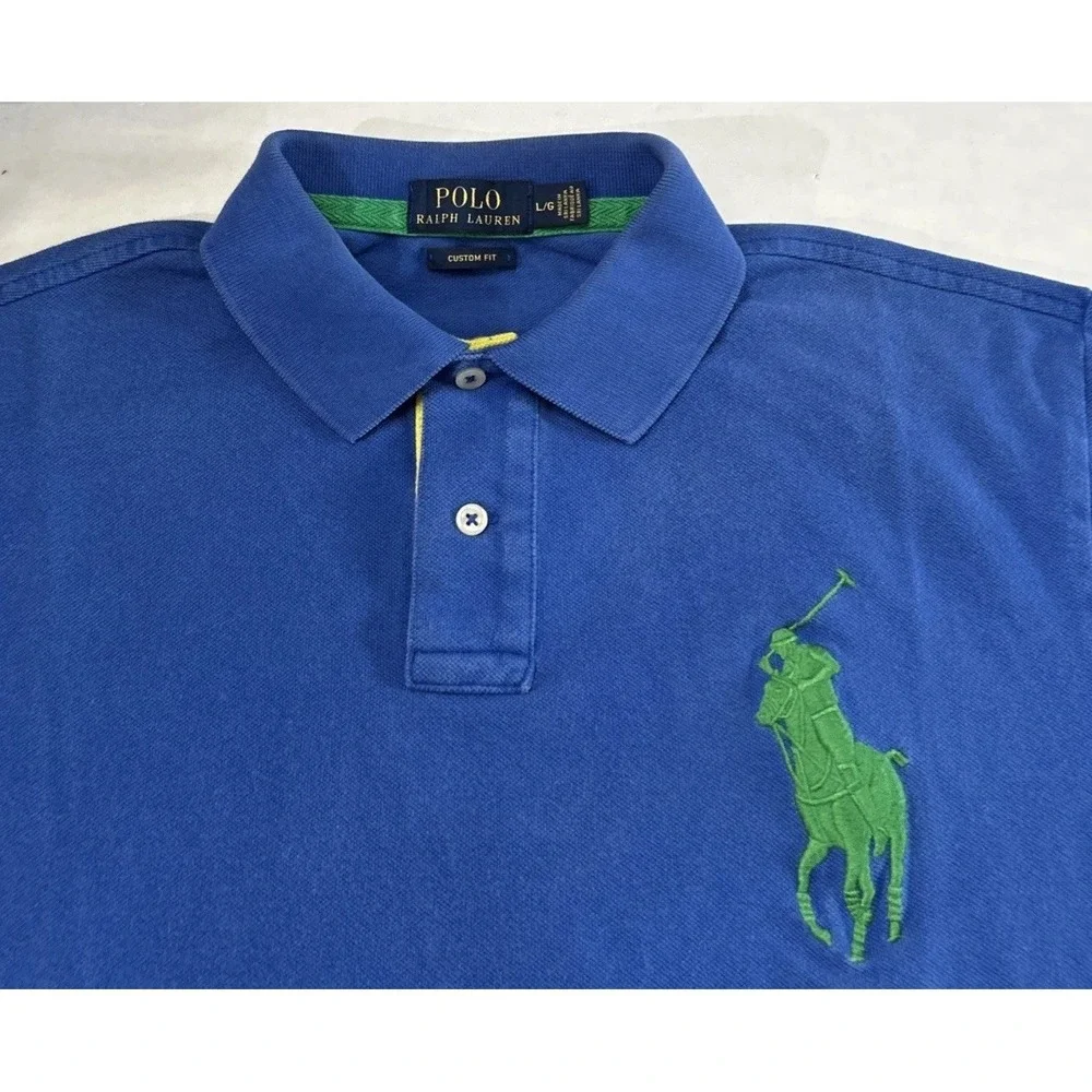 Polo Ralph Lauren Big Pony Custom Fit Polo Shirt Men's Large #3 Blue